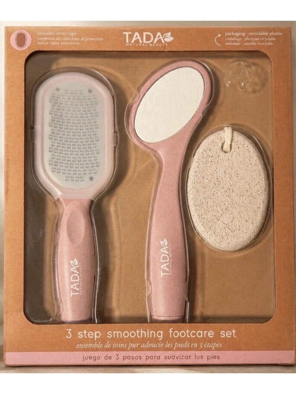 TADA Natural Beauty 3-Step Smoothing Foot Care Set Pedicure Kit New in Box